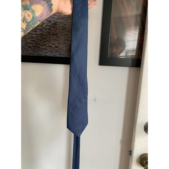 Isaac‎ Zelcer Mens Formal Neck Tie Blue 100% Silk - Picture 5 of 5